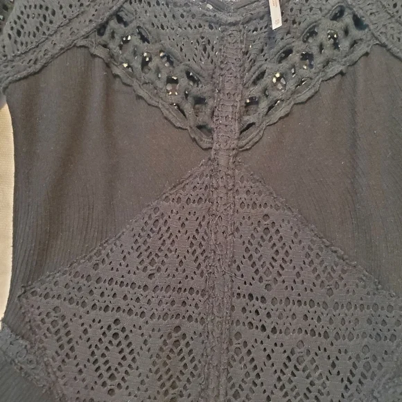 Free People Crochet Black Mini Dress XS - Picture 6 of 10